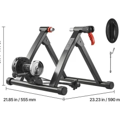 Vevor Fahrrad Rollentrainer Fahrradtrainer für 660,4-736,6 mm / 700C-Räder, 6-stufiger Widerstand, faltbarer magnetischer Radtrainer Heimtrainer mit Schnellspanner & Vorderradunterlage Schwarz