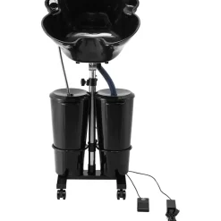 Vevor Friseur Waschbecken, Haarwaschwanne mit elektrischer Pumpe, inkl. 2 Eimern, 2 Duschköpfen, Ablaufschlauch, höhen- und winkelverstellbarer Rückwärtswaschbecken für Friseursalon, schwarz