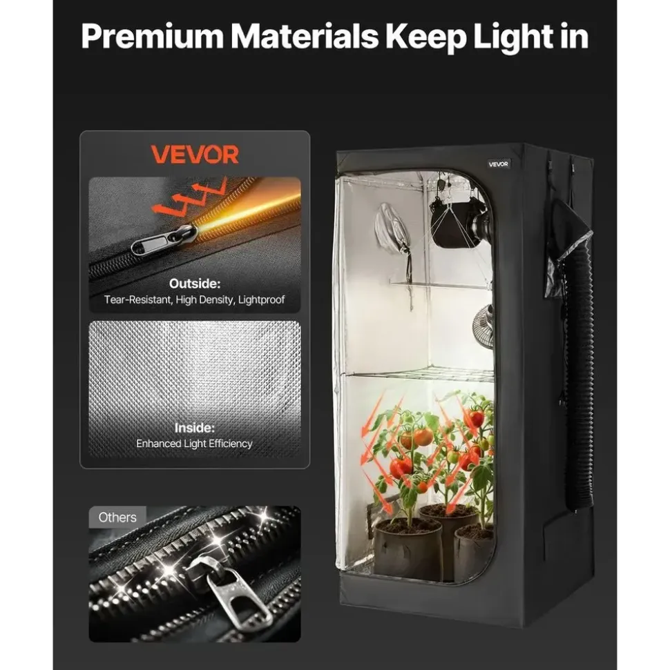 Vevor Growzelt 80 x 80 x 180 cm Schwarz