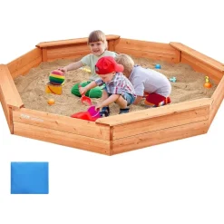 Vevor Holzsandkasten mit Abdeckung gelb