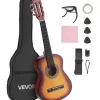 Vevor Konzertgitarre, 780 mm, Holz-Klassikgitarren-Starter-Set für Anfänger, mit Nylonsaiten, Gigbag, Gurt, Stimmgerät, zusätzlichen Saiten, Plektrum, Kapodaster, Linde, für Einsteiger, Sunburst