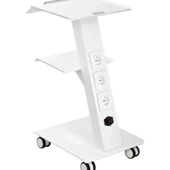 Vevor Laborwagen, Medizinischer Servicewagen mit Integrierter Steckdose, Mobiles Dessert aus 3-lagigem Metall, mit Drehbaren Rädern, Belastung 100 kg, für Labor, Klinik, Schönheitssalon, Salon