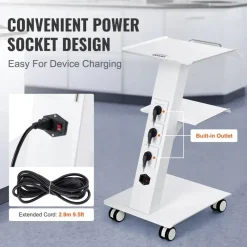 Vevor Laborwagen, Medizinischer Servicewagen mit Integrierter Steckdose, Mobiles Dessert aus 3-lagigem Metall, mit Drehbaren Rädern, Belastung 100 kg, für Labor, Klinik, Schönheitssalon, Salon