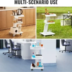 Vevor Laborwagen, Medizinischer Servicewagen mit Integrierter Steckdose, Mobiles Dessert aus 3-lagigem Metall, mit Drehbaren Rädern, Belastung 100 kg, für Labor, Klinik, Schönheitssalon, Salon
