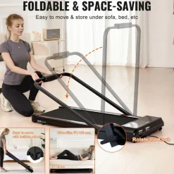 Vevor Laufband unter den Schreibtisch, Laufband zum Arbeiten, klappbares Laufband mit 120 kg Tragkraft, tragbares 2 in 1 Pad mit 2,5 PS, Griffstange Fernbedienung Led-anzeige 1-12 km/h,