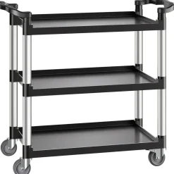 Vevor Mehrzweckwagen, 226 kg Tragkraft, 3-stufiger Universalwagen aus Kunststoff mit 360° Schwenkrädern (2 mit Bremse), 106x49x98 cm großer Servierwagen für Lager, Büro, Zuhause, Restaurant, Küche