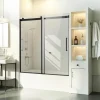 Vevor Rahmenlose Schiebetür für Badewanne Duschglastür (1422-1524 x 1524 mm), Schiebetür für Badewanne mit 5/16 Zoll klarem gehärtetem Glas und Edelstahlgriff, schwarzes Finish