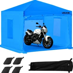 Vevor tragbares Lackierkabinenzelt (293x293x181 cm) Sprühfarbenzelt für Sprühmalerei, wasserfeste & Faltbare Farbkabine mit 2 Netz-Seitenfenstern für Autoteile Möbel Motorräder Sprühschutz blau