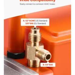 Vevor Vakuumpumpe, 4 CFM, HVAC einstufige Drehschieber-Vakuumpumpe, für R134a R22 R410a Systeme, Auto-AC-Vakuumpumpen-Kit mit Ölflasche, für die Wartung von Auto-Klimaanlagen und Harzentgasung