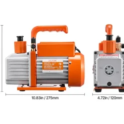 Vevor Vakuumpumpe, 4 CFM, HVAC einstufige Drehschieber-Vakuumpumpe, für R134a R22 R410a Systeme, Auto-AC-Vakuumpumpen-Kit mit Ölflasche, für die Wartung von Auto-Klimaanlagen und Harzentgasung