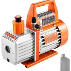 Vevor Vakuumpumpe, 99 L/min, HVAC Einstufige Drehschieber-AC-Unterdruckpumpe, für R134a R22 R410a-Systeme, mit Ölflasche, 4-poligem Motor, 5 Pa, für die Harzentgasung von Kfz-Klimaanlagen