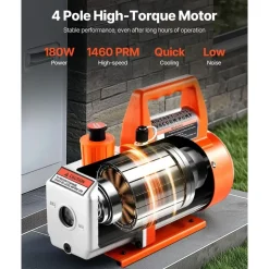 Vevor Vakuumpumpe, 99 L/min, HVAC Einstufige Drehschieber-AC-Unterdruckpumpe, für R134a R22 R410a-Systeme, mit Ölflasche, 4-poligem Motor, 5 Pa, für die Harzentgasung von Kfz-Klimaanlagen
