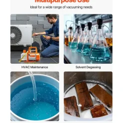 Vevor Vakuumpumpe, 99 L/min, HVAC Einstufige Drehschieber-AC-Unterdruckpumpe, für R134a R22 R410a-Systeme, mit Ölflasche, 4-poligem Motor, 5 Pa, für die Harzentgasung von Kfz-Klimaanlagen