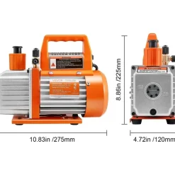 Vevor Vakuumpumpe, 99 L/min, HVAC Einstufige Drehschieber-AC-Unterdruckpumpe, für R134a R22 R410a-Systeme, mit Ölflasche, 4-poligem Motor, 5 Pa, für die Harzentgasung von Kfz-Klimaanlagen