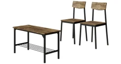 Vicco Sitzbank und Stuhl Fyrk, Schwarz/Eiche rustikal, 85 x 46 cm