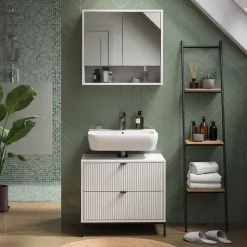 Vicco Waschbeckenunterschrank Eliza Weiß 70 x 63 cm mit 2 Schubladen