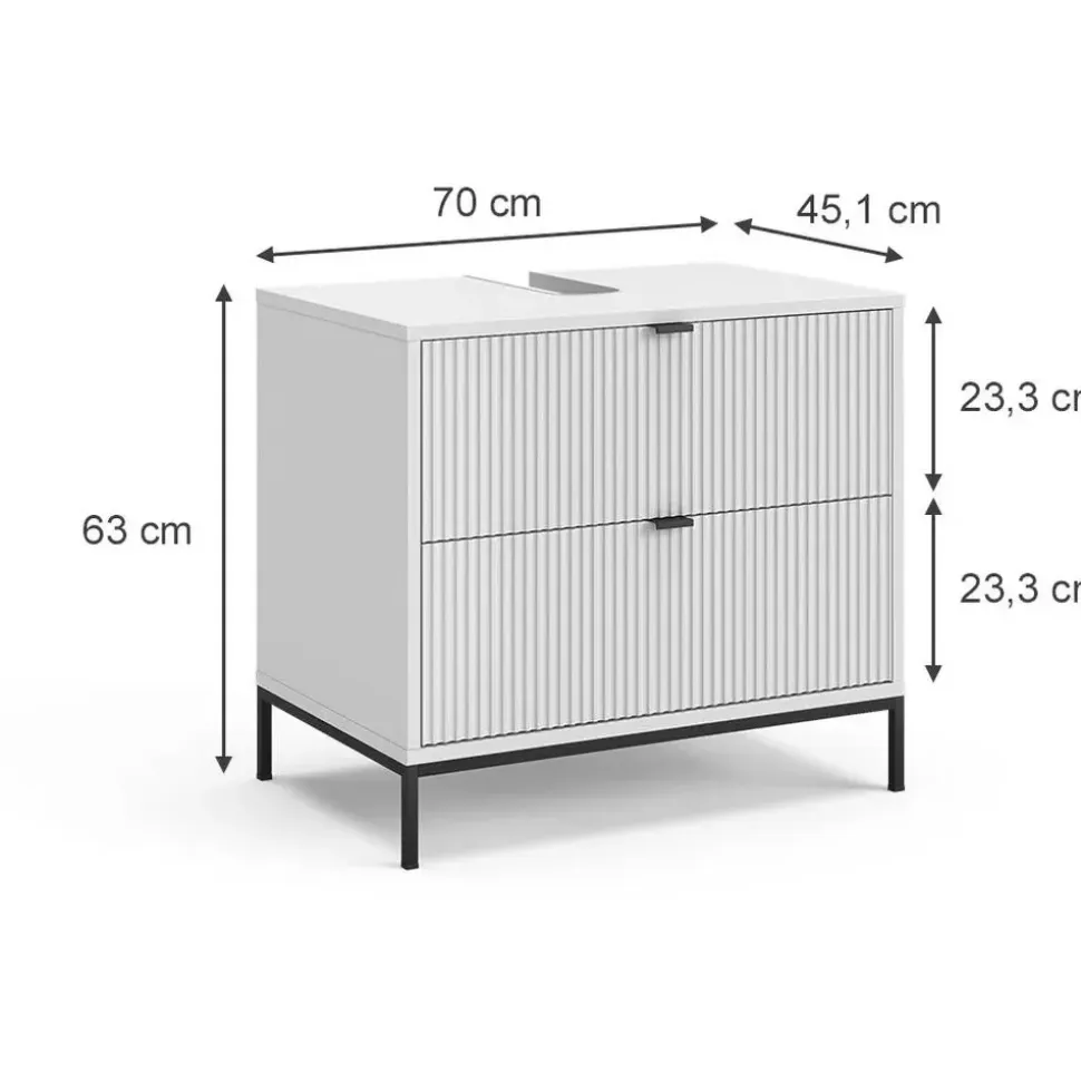Vicco Waschbeckenunterschrank Eliza Weiß 70 x 63 cm mit 2 Schubladen