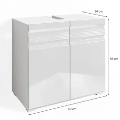 Vicco Waschbeckenunterschrank 60 x 56 cm Weiß Hochglanz