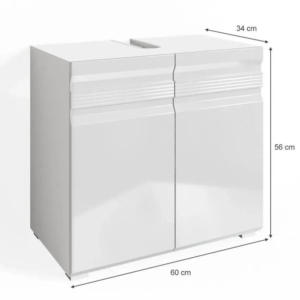 Vicco Waschbeckenunterschrank 60 x 56 cm Weiß Hochglanz