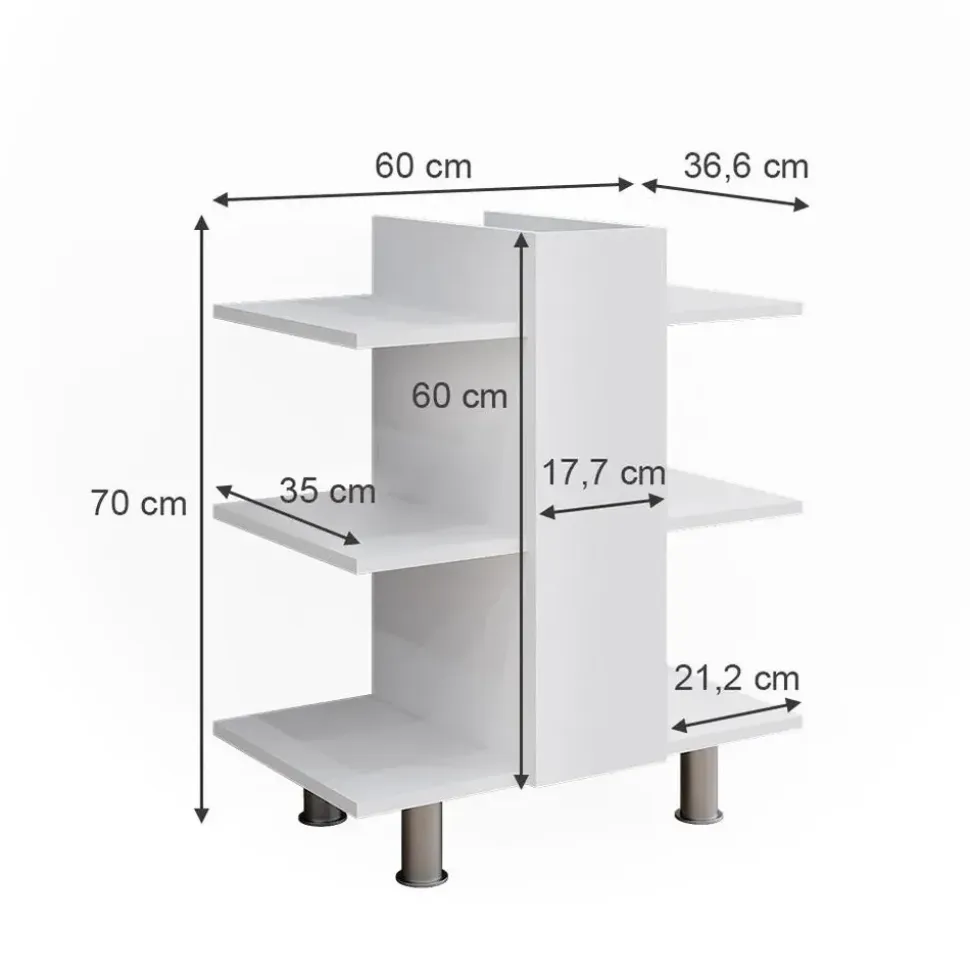 Vicco Waschbeckenunterschrank Fynn 60 x 70 cm mit 6 Ablagen Weiß
