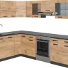 Vicco Winkelküche L-Form 267 x 167 cm Anthrazit/Goldkraft Eiche