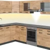 Vicco Winkelküche L-Form 267 x 167 cm Anthrazit/Goldkraft Eiche