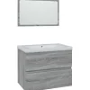 vidaXL Badmöbel-Set Grau Sonoma 5-tlg. Holzwerkstoff