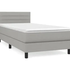 vidaXL Boxspringbett mit Matratze Hellgrau 100 x 200 cm Stoff