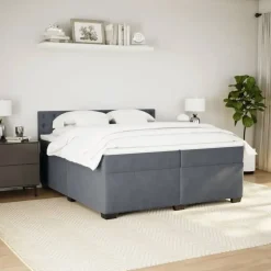 vidaXL Boxspringbett 200 x 200 cm Dunkelgrau