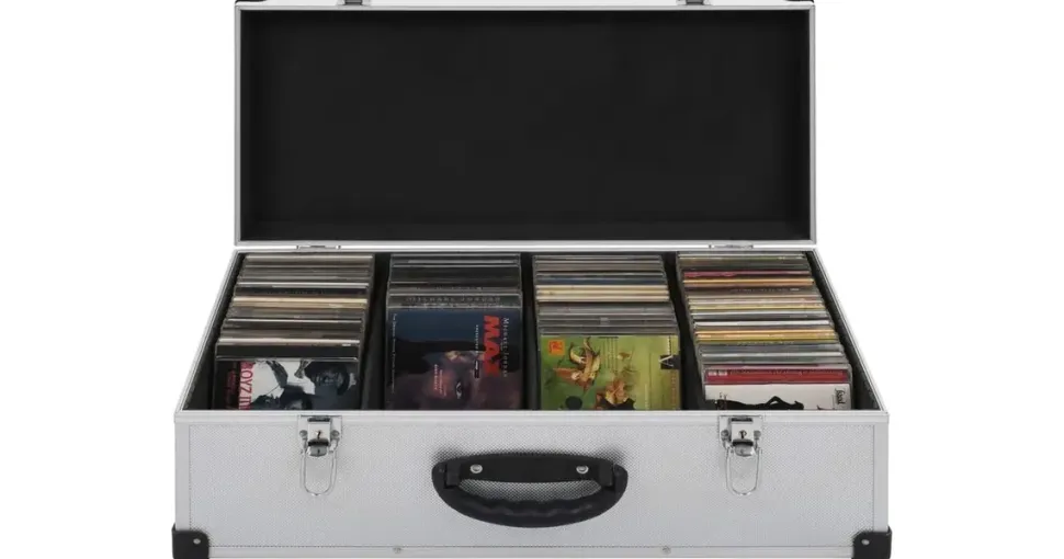 vidaXL CD-Koffer für 80 CDs Aluminium ABS Silbern