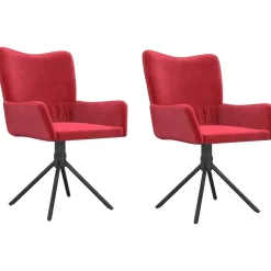 vidaXL Esszimmerstuhl drehbar Samt rot 2er Set