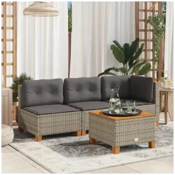 vidaXL Garten-Ecksofa Loungesofa grau