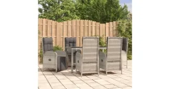 vidaXL Garten-Essgruppe 7-tlg. Grau