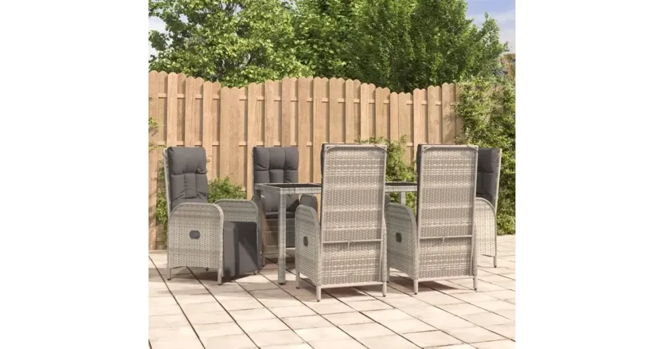 vidaXL Garten-Essgruppe 7-tlg. Grau