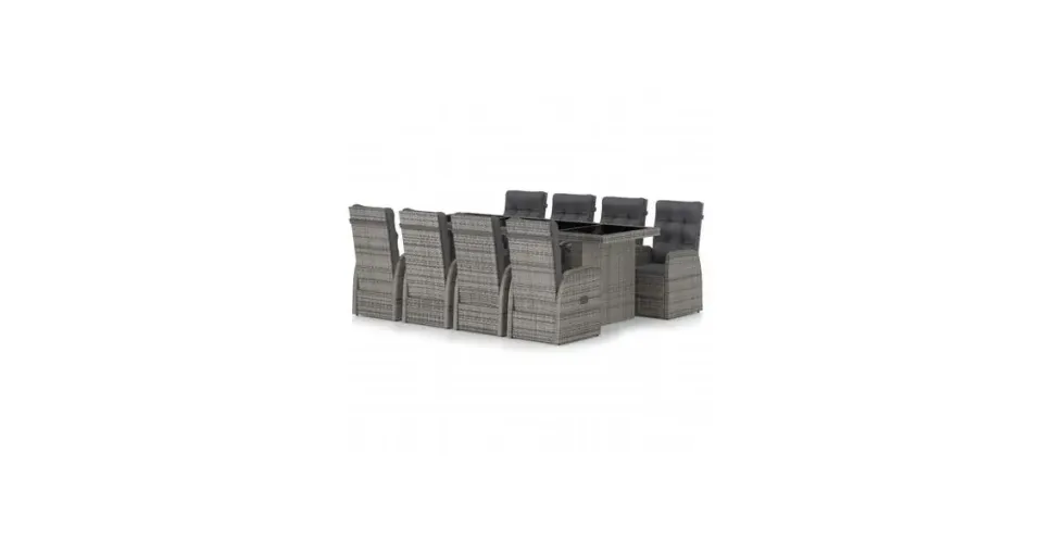 vidaXL Garten-Essgruppe 9-tlg. grau 3059340