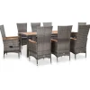 vidaXL Garten-Essgruppe 9-tlg. grau 46041