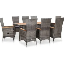 vidaXL Garten-Essgruppe 9-tlg. grau 46041