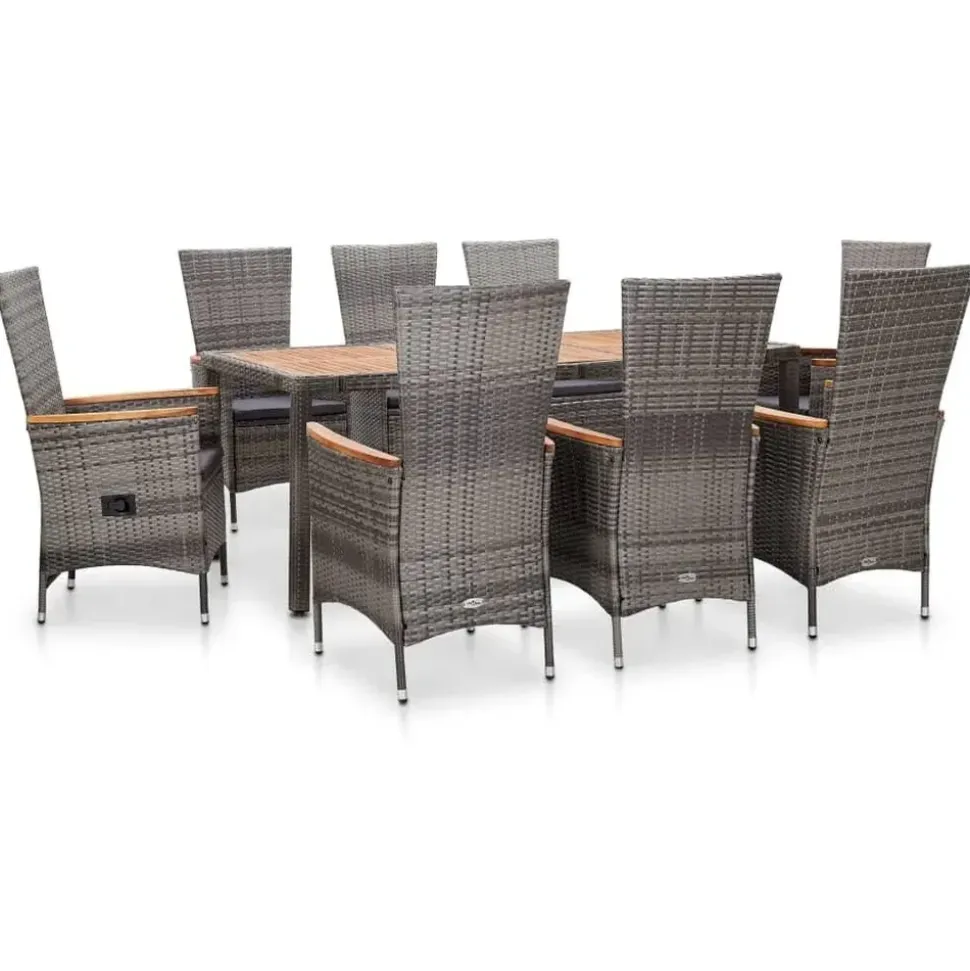 vidaXL Garten-Essgruppe 9-tlg. grau 46041
