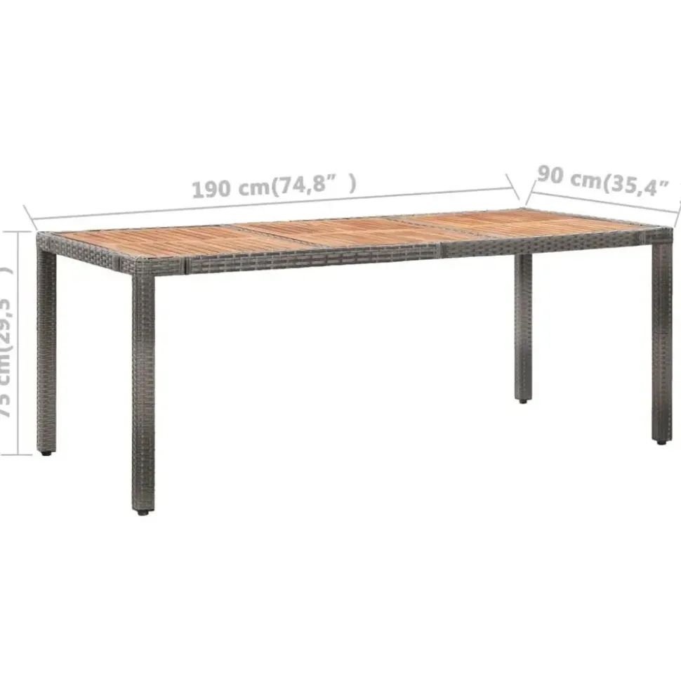 vidaXL Garten-Essgruppe 9-tlg. grau 46041