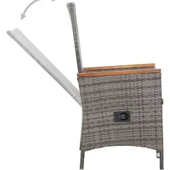 vidaXL Garten-Essgruppe 9-tlg. grau 46041