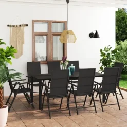 vidaXL Garten-Essgruppe 9-tlg. schwarz 3060051
