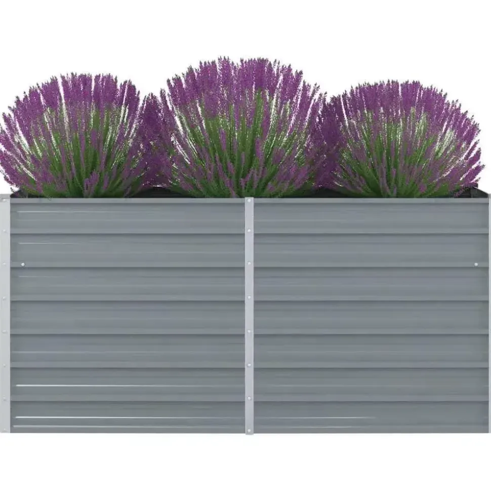 vidaXL Garten-Hochbeet verzinkter Stahl rechteckig 160 x 80 x 77 cm Grau