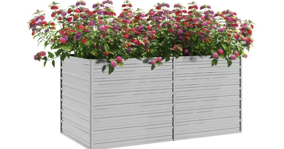 vidaXL Garten-Hochbeet verzinkter Stahl rechteckig 200 x 80 x 40 cm Silber