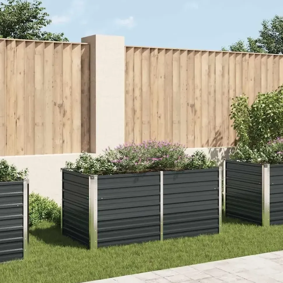 vidaXL Garten-Hochbeet verzinkter Stahl rechteckig 160 x 80 x 77 cm Anthrazit