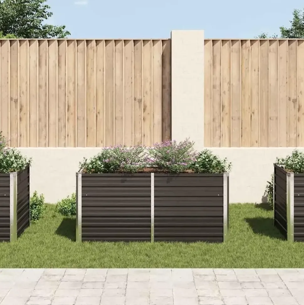 vidaXL Garten-Hochbeet verzinkter Stahl rechteckig 160 x 80 x 77 cm Anthrazit
