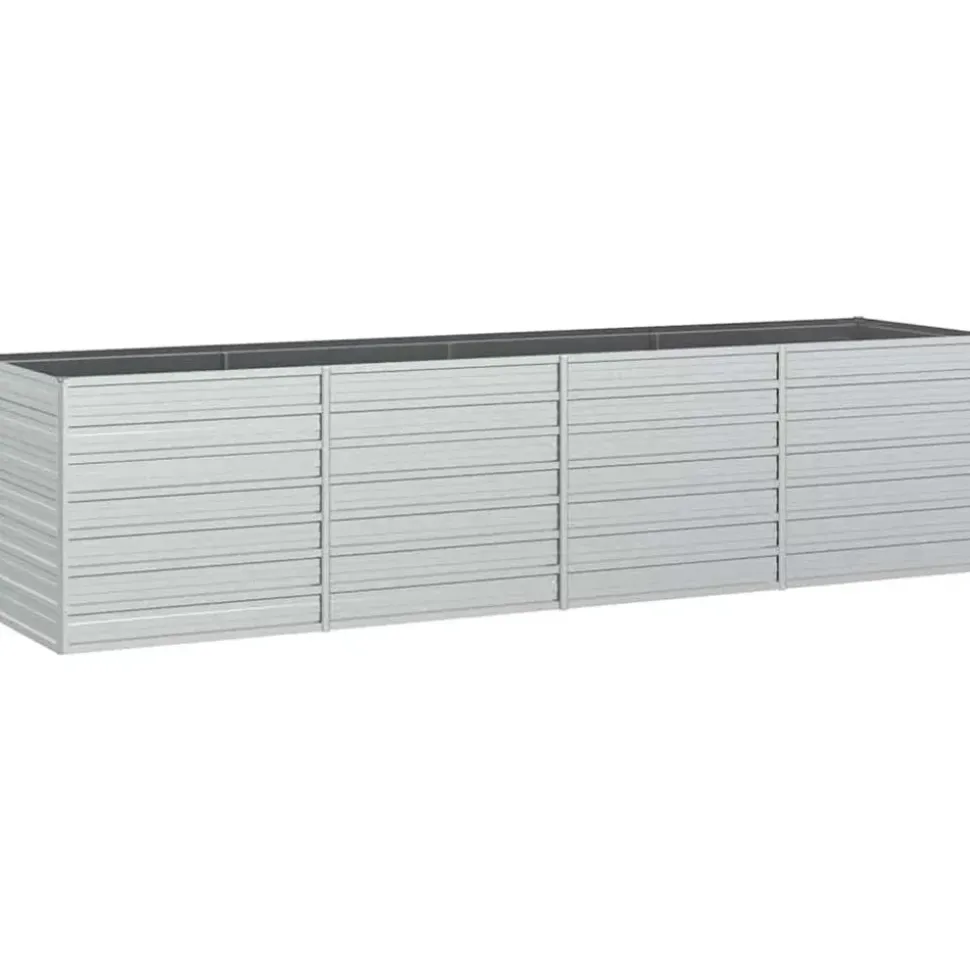 vidaXL Garten-Hochbeet verzinkter Stahl rechteckig 320 x 80 x 77 cm Silber
