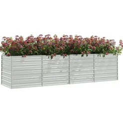 vidaXL Garten-Hochbeet verzinkter Stahl rechteckig 320 x 80 x 77 cm Silber