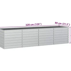 vidaXL Garten-Hochbeet verzinkter Stahl rechteckig 320 x 80 x 77 cm Silber