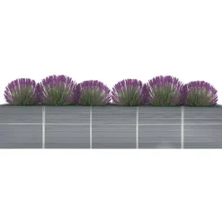 vidaXL Garten-Hochbeet verzinkter Stahl rechteckig 400 x 80 x 77 cm Grau