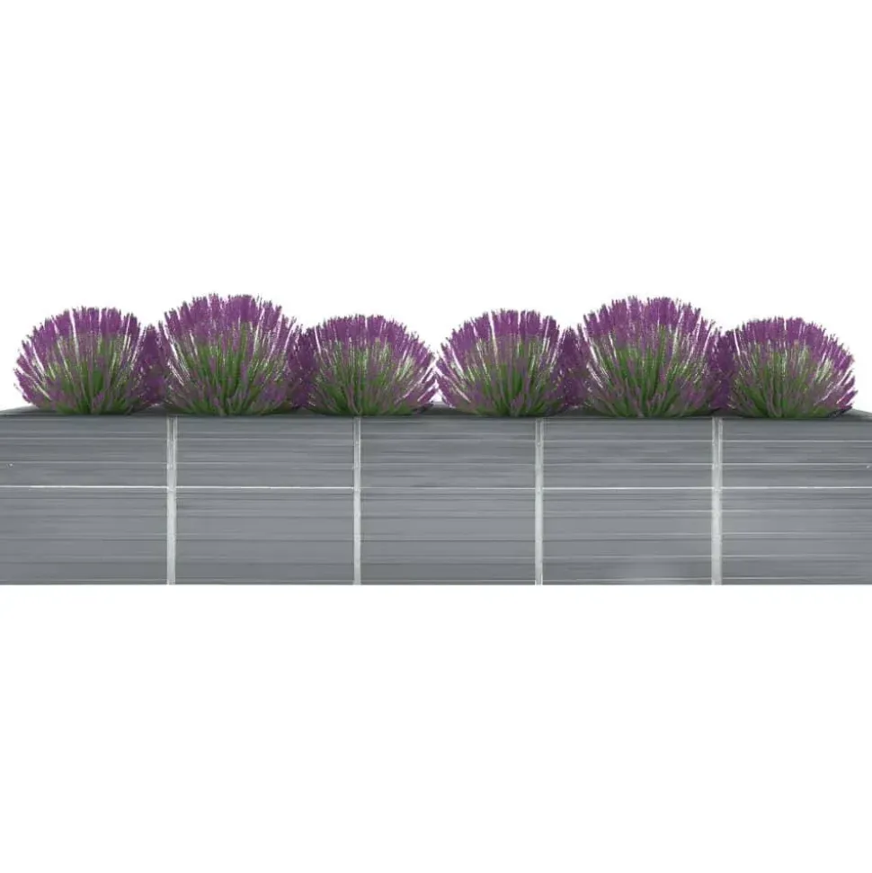 vidaXL Garten-Hochbeet verzinkter Stahl rechteckig 400 x 80 x 77 cm Grau